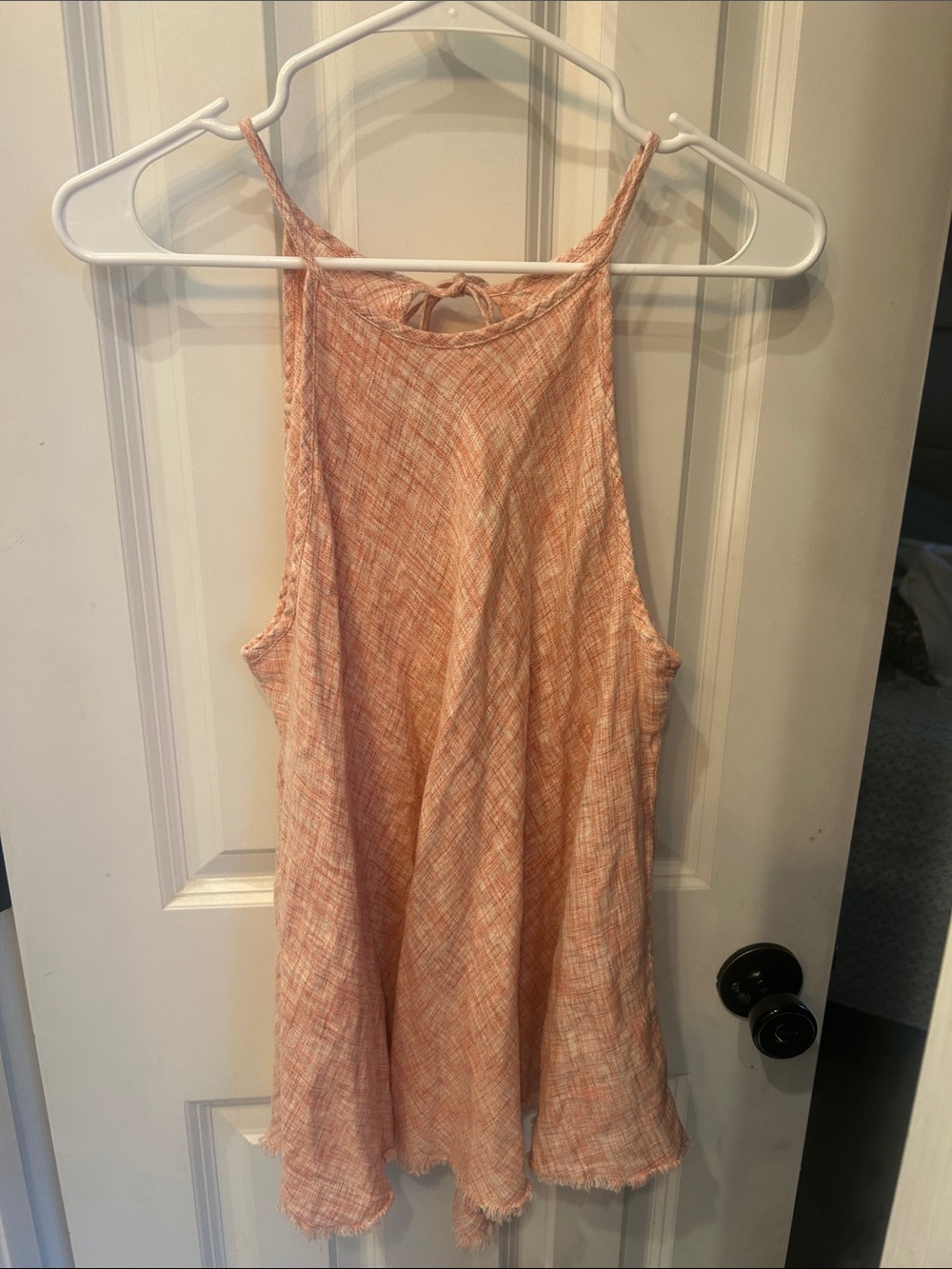 cloth & stone Peach Plaid Braided-Strap Tank